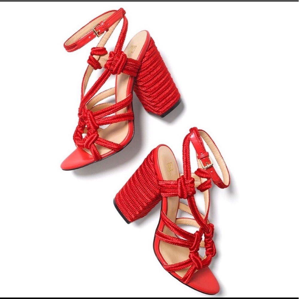 CABI Red Tiptoe Rope Wrapped Sandals